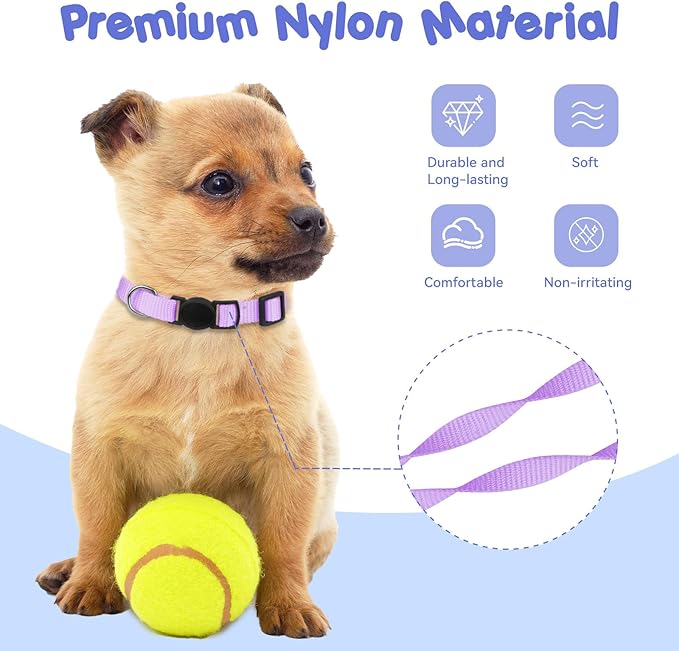 Puppy Collars for Litter,Puppy Collars for Small Puppies Soft Nylon Safety Whelping Litter Collar for Newborn Pets with Record Keeping Charts 12pcs(M)