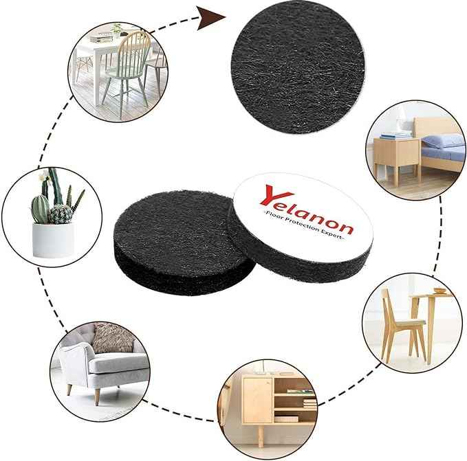 Yelanon Felt Furniture Pads -60 Pcs Premium Felt Pads