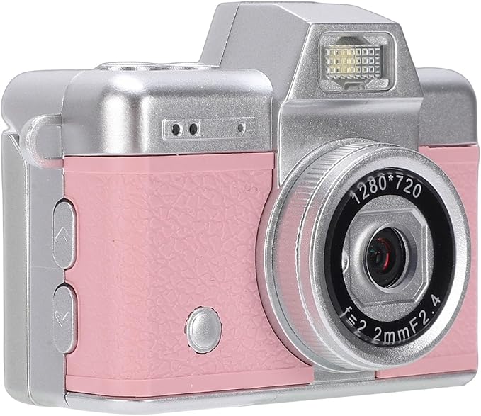 Palm Size Camera, 1080P Video 48MP Image Wide Angle Lens 1.47 Inch Flip Screen, with Fill Light and Type C Charging, for Campus Cycling Pets Selfie (Pink)