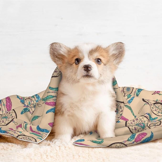 Reversible Dog Blanket for Beds Couches, Dream Catcher, Double Sided Cat Blanket with Textured Dot Feel and Smooth Feel for Seasonal Comfort All Year