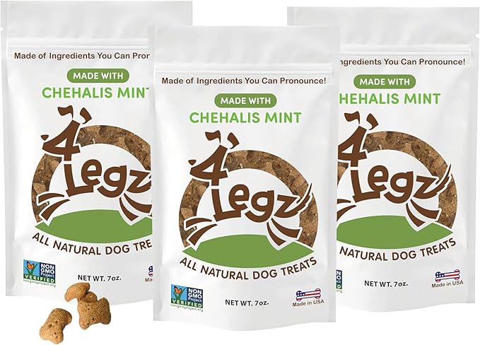 Chehalis Mint Dog Treats – Healthy, Crunchy, Vegan Biscuits with Whole & Real Ingredients – All Natural & USA‐Baked, (7 Ounce, Pack of 3)