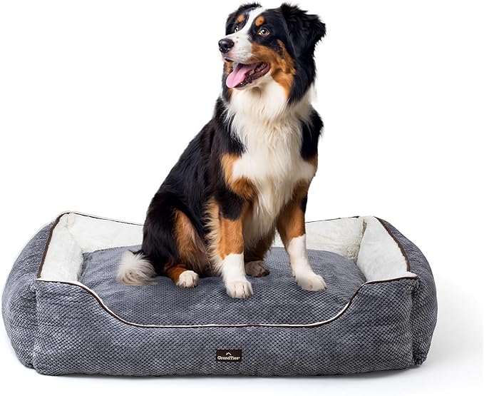 GrandTies Fluffy Dog Beds for Small Medium Large Dogs & Cats, Machine Washable Dog Bed, Rectangle Breathable Soft Calming Sleeping Warming Pet Beds with Waterproof & Non-Slip Bottom (XL 40" Moonlight)