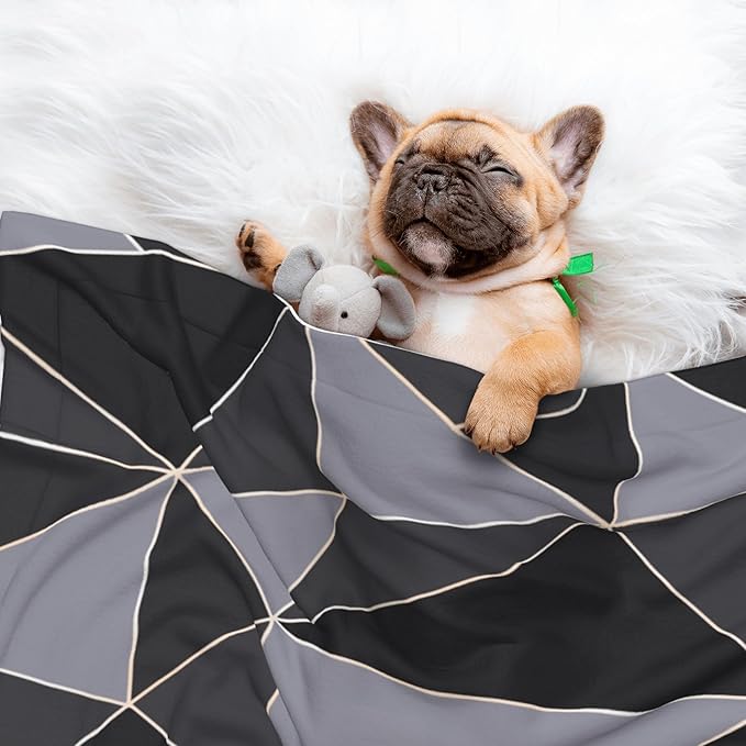Black Grey Blanket for Pet - Striped Throw Blanket 40x30 Couch Blankets for Puppy Dogs Cats