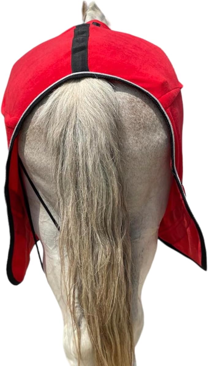Majestic Ally Anti Pill Fleece Horse Blanket/Sheet with Silver Braided Rope (Red, 70)