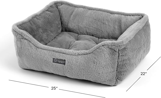 NANDOG Cloud Prive Collection Washable Cat and Dog Bed for Small to Medium Breeds – Made of Ultra Soft Micro Plush Fabric – Reversible Design with Double-Stitched Seams (Light Gray, Medium 25”)