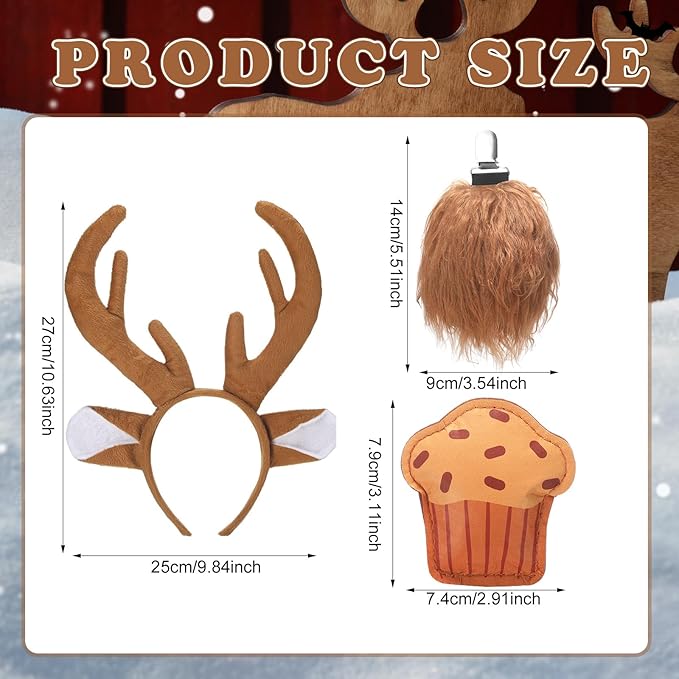 Book Character Costumes Set Reading Themed Ears Headband Tail, Brooch Animal Dress up for Adult Halloween Accessory