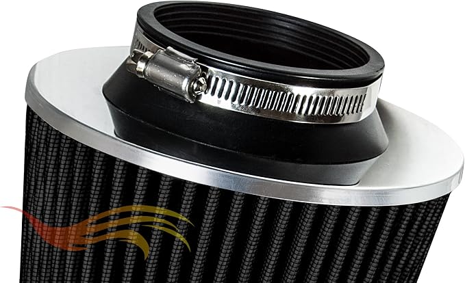 BLACK 3.5" 89 mm Inlet Narrow Air Cone Replacement Performance Washable