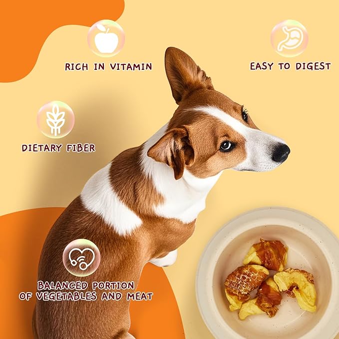 Jungle Calling Dog Treats, Skinless Chicken Wrapped Apple Treats, Gluten and Grain Free, Chewy Dog Bites for Balanced Nutrition, 10.6oz (Pack of 2)