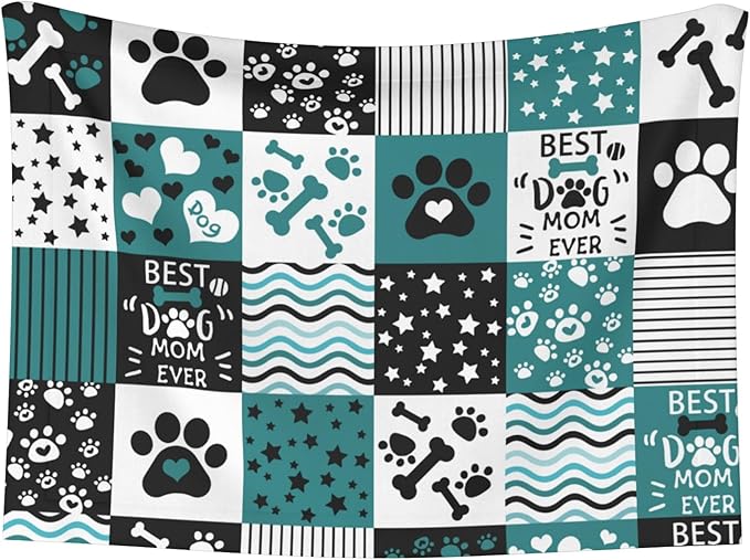 Paws Blanket for Dog Cat - Dog Puppy Blankets 23x16 Stripes Love Bones Throw Blanket for Couch
