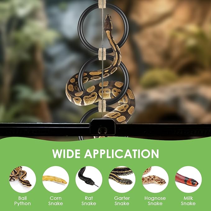 2PCS Snake Climbing Rings, Ball Python Enrichment Hoop Chain Toys, Adjustable Playground Reptiletank Cage Decor Accessories for Corn Snakes, Garter Snakes, Iguana, Lizards, Chameleons, Parrot