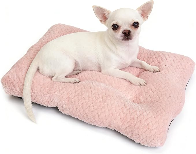 18 inch Dog Crate Bed Dog Mats for Sleeping,Up to 10 lbs Fluffy Pink Puppy Pad XXS