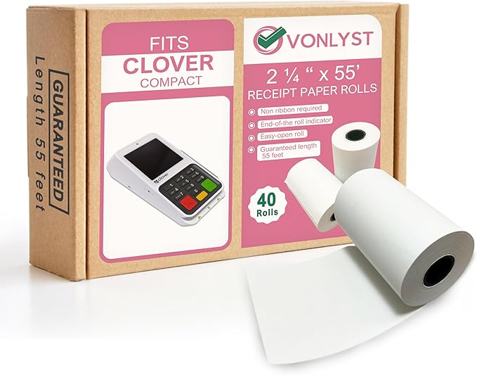 Compatible Clover Compact Countertop POS Thermal Receipt Paper 2 1/4 x 55 (40 rolls)