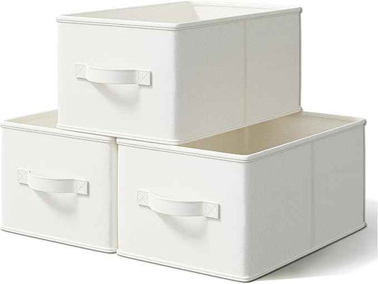 3 Pack Fabric Storage Bins for Shelves | 14¾" L*10¼" W*8¼" H Closet Storage
