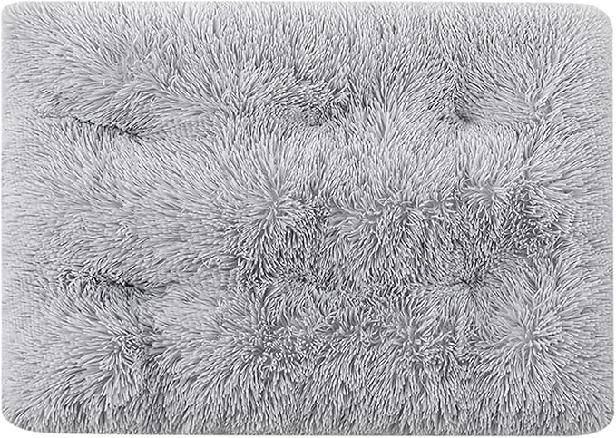 Dog Crate Mat, Dog Bed for Large Dogs, Comfy Fluffy Kennel Pad Anti-Slip for Dog beds & Furniture, Quilted Dog Bed for Pets for Medium/Small Dogs Cats (Color : Gray 2, Size : 16.9x11)