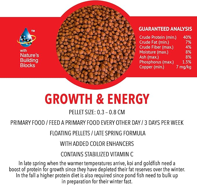 MICROBE-LIFT High Growth and Energy Floating Fish Food Pellets for Ponds, Water Gardens, and Fountains, Safe for Live Goldfish and Koi, 5.25 lbs