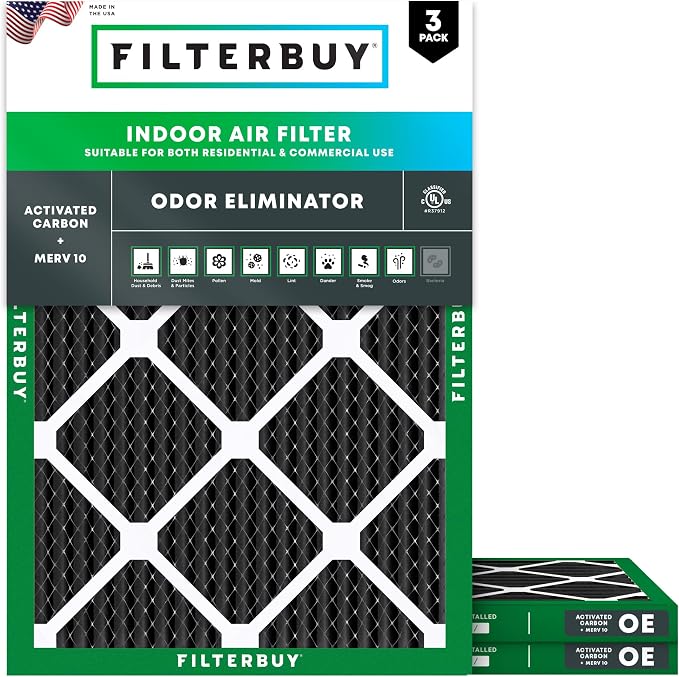 Filterbuy 18x25x1 Air Filter MERV 10 Odor & Allergy Defense