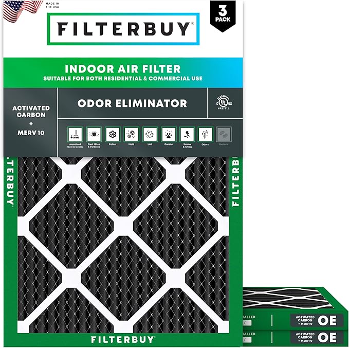 Filterbuy 14x18x1 Air Filter MERV 10 Odor & Allergy Defense