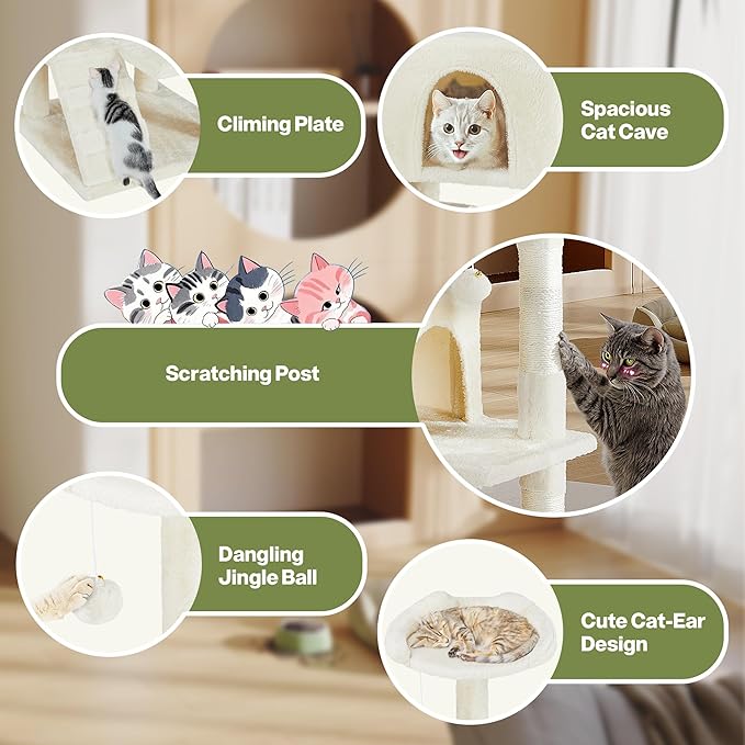 54 Inches Multi-Level Cat Tree Tower, Cat Tree Tower Furniture Activity with Scratching Post, Cats House Play, Toys and Condo for Indoor Kittens, Navy