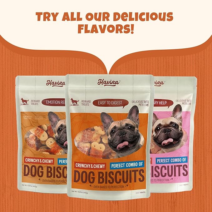 Havira Chicken Wrapped Biscuits Dog Treats, 16oz Crunchy Training Treats for Dogs, Rawhide Free Snacks for Small & Medium Breeds, Pumpkin Flavor
