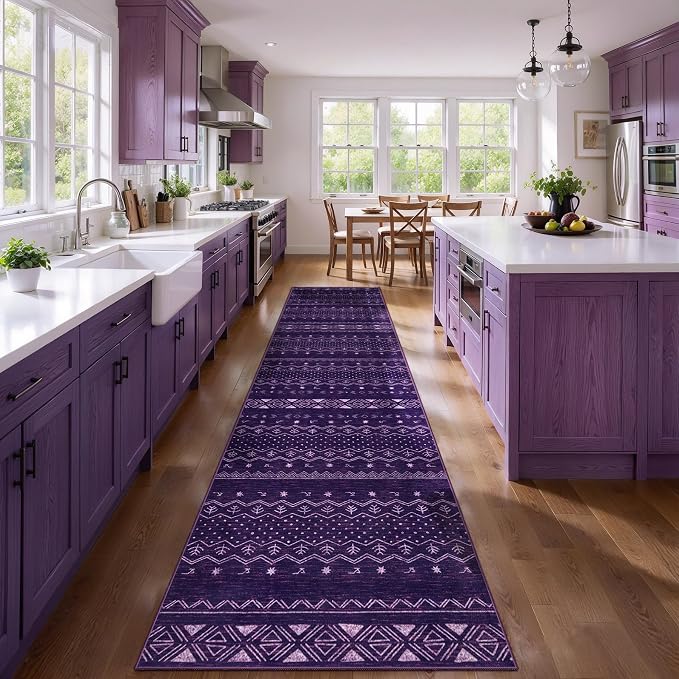 SERISSA Hallway Runner Rug, Soft Low-Pile Geometric Indoor Long Carpet