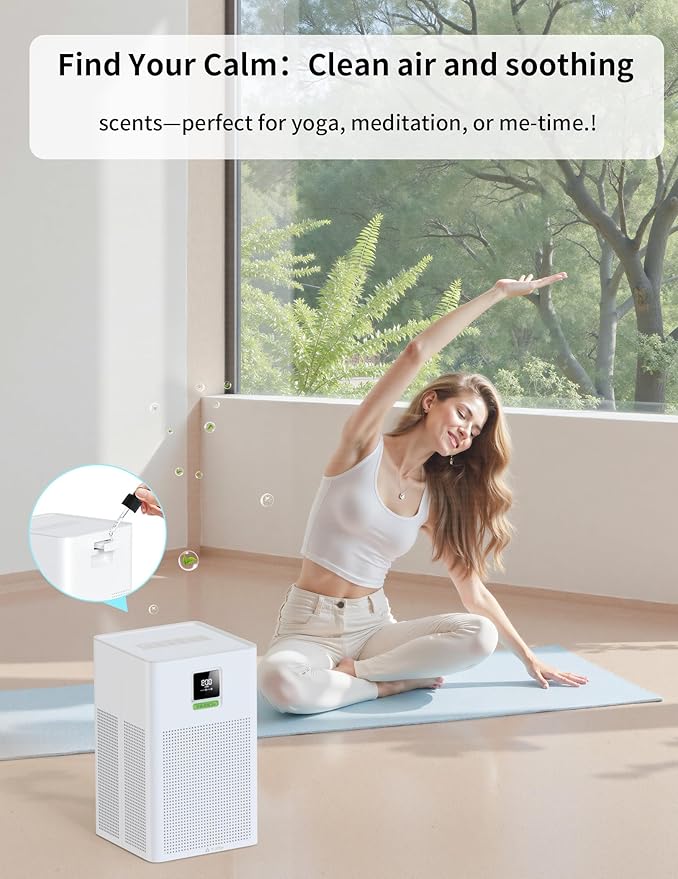 Matter Certified Air Purifier with H13 Filter, Compatible with Alexa Google Home Apple HomeKit, Large Room Coverage 1937 ft²/hr, Washable Pre-Filter, Eco Mode, PM2.5 Monitor, Sleep Mode