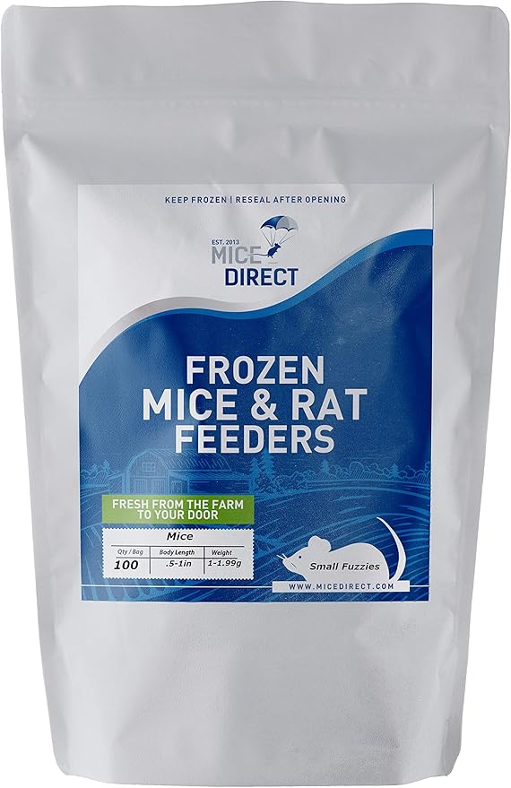 MiceDirect Frozen Small Fuzzie Feeder Mice Food for Juvenile Hognose, Corn & Milk Snakes 40 Ounces (100 Count)