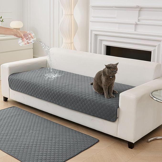 Waterproof Dog Couch Cover Protector Absorbent Quick Dry Non Slip Sofa Cover for Dogs Washable Pet Bed Couch Cover (Grey,51"x79")