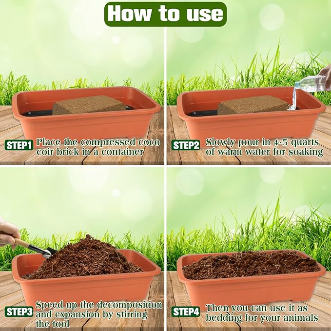 ZeeDix 2 Pack Coconut Fiber Substrate, 100% Organic Coconut Husk Coco Coir Brick Terrarium Bedding for Reptiles, Tortoise, Bearded Dragon, Leopard Gecko, Snake, Hermit Crabs, Frogs, Tarantula