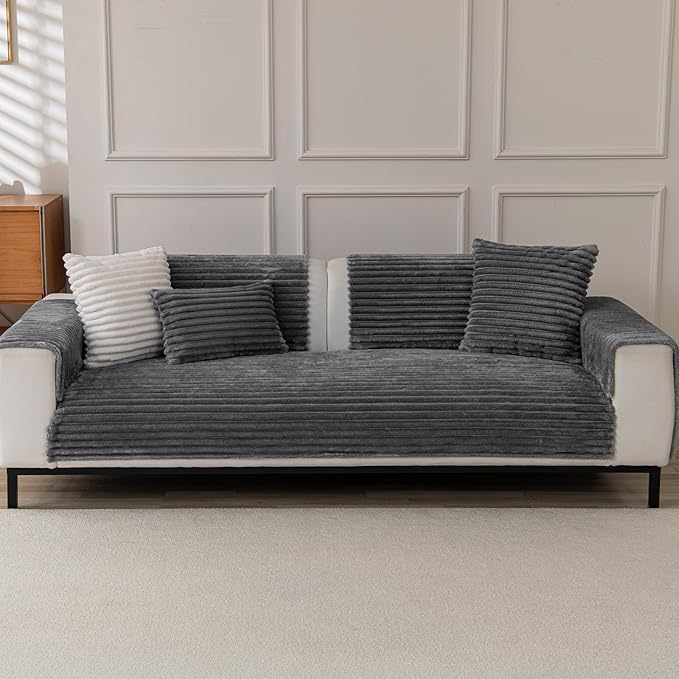 Waterproof Couch Cover for Dogs, Sofa Covers Washable & Non-Slip, Soft Dog Bed Blanket Protector for Sectional, Loveseat, Living Room Furniture (Dark Grey, 35"x 74" 1 Pack)