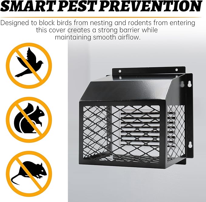 Universal Dryer Exhaust Guard Vent Cover Outside, 7"x7"x5" Heavy Futy Ventilation Bird Cage to Prevents Birds and Rodents from Entering Exhaust for Most 3" to 4" Bathroom Exhaust Ventilation Fan