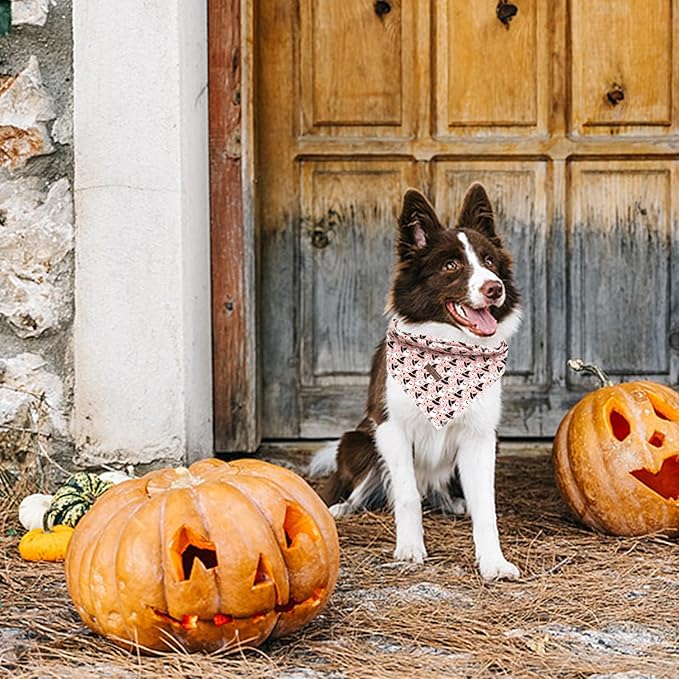 Dog Bandana, 1PC Ghost Print Dog Bandanas Halloween Bandanas Fall Bandanas Comfortable Bandanas Bibs Scarf Square Soft Dog Kerchief Pet Bandanas for Small Medium Large Dogs