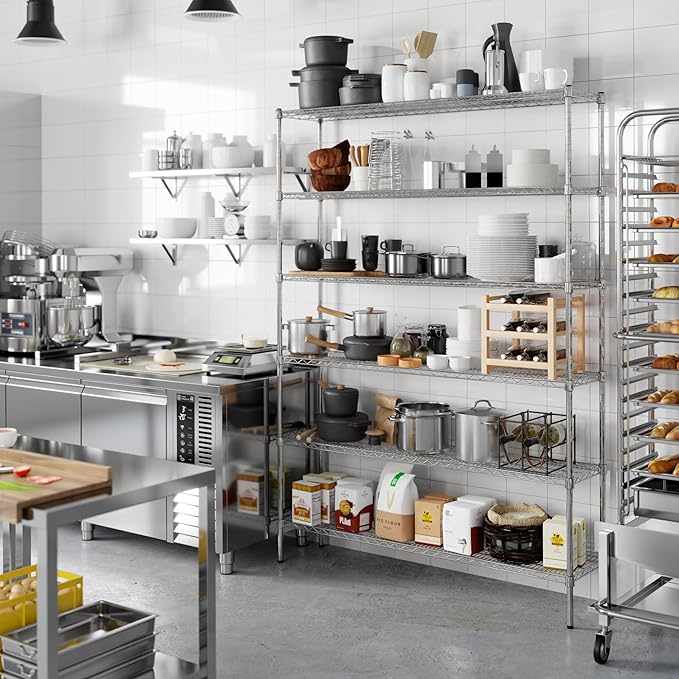 14" Deep x 60" Wide x 86" Height Wire Shelving Kit | 6-Tier | NSF Commercial Storage Rack Unit