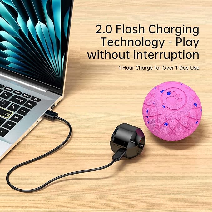 Interactive Dog Ball, Automatic Moving, Bouncing and Rotating, Silent Foam Material, IP54 Waterproof Rating, Smart Active Rolling, Stimulation Toys for Medium and to Keep Them Busy (Pink)