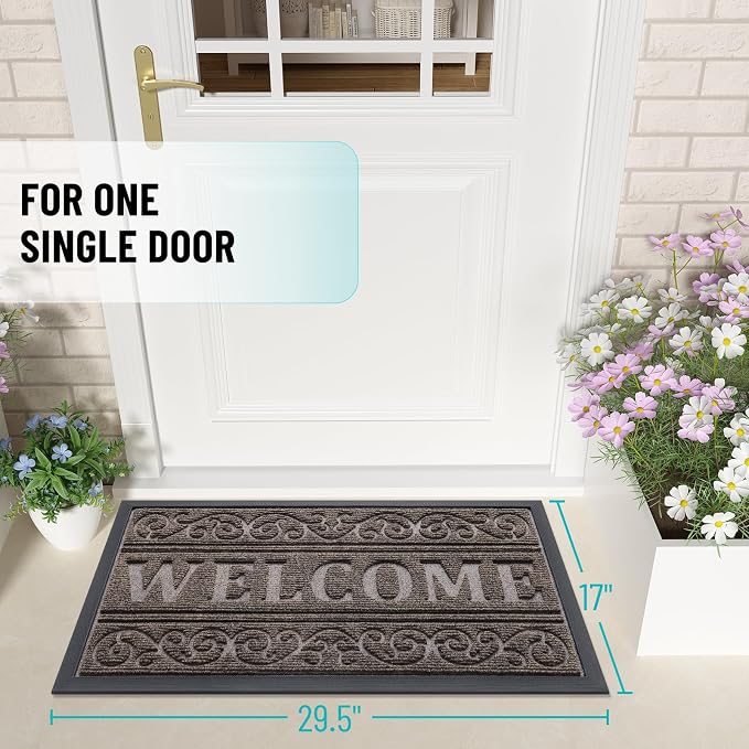 OLANLY Welcome Door Mat Indoor Outdoor Entrance, Heavy Duty Sturdy Front Door