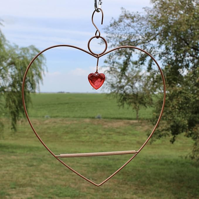 Songbird Essentials Hummingbird Swing - Tweet Heart Birdie Swing - Copper Color Hummingbird Perch