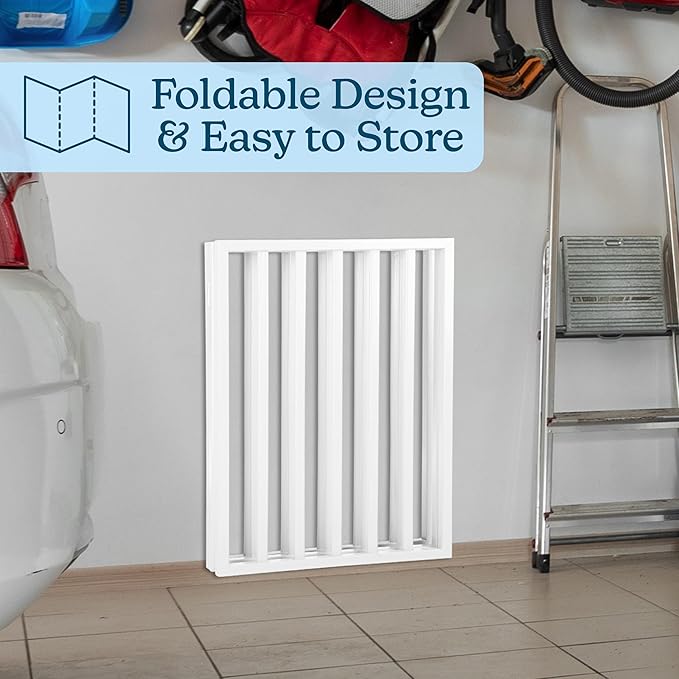 Pet Gate - 3-Panel Indoor Foldable Dog Fence for Stairs, Hallways or Doorways - 54x24-Inch Retractable Wood Freestanding Dog Gates by PETMAKER (White)