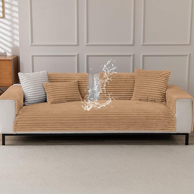 Waterproof Pet Couch Cover for Dogs, Sofa Covers Washable & Non-Slip, Soft Dog Bed Blanket Protector for Sectional, Loveseat, Home & Patio Furniture (Khaki, 35"x74" 1 Pack)