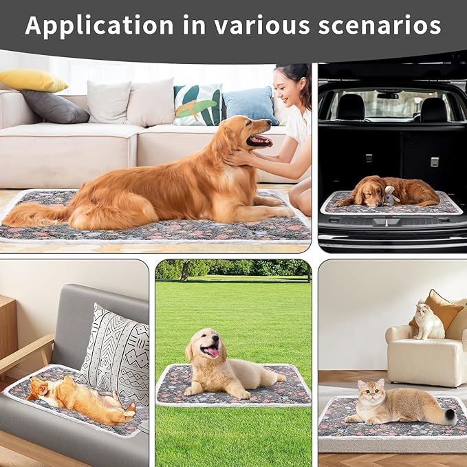 Dog Crate Mat, Soft Reversible Pet Bed Pad with Short Plush, 60x90cm, 2cm Thick, Machine Washable Mat for Small Dogs and Cats, Fits 90cm Crates