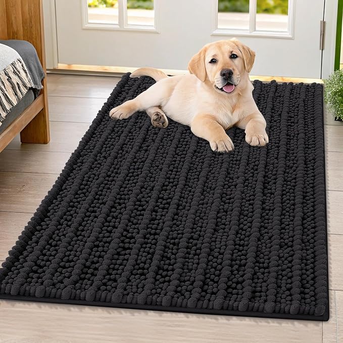 Smiry Dog Door Mat for Muddy Paws 40x32, Absorbent Dirt Trapper, Non-Slip