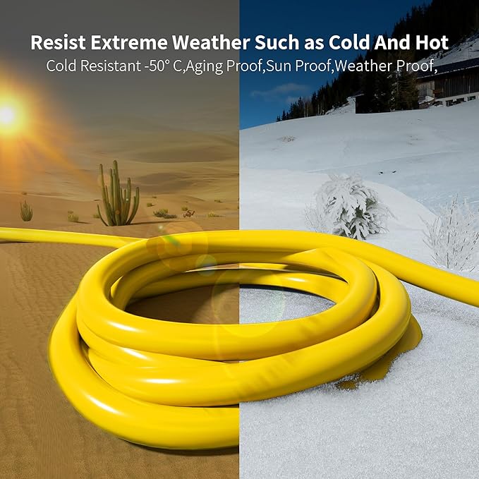 HUANCHAIN 300 ft 14/3 Gauge Heavy Duty Outdoor Extension Cord Waterproof with Lighted, Flexible Cold Weather 3 Prong Electric Cord Outside, 13A 1625W 125V 14AWG SJTW, Yellow, ETL Listed