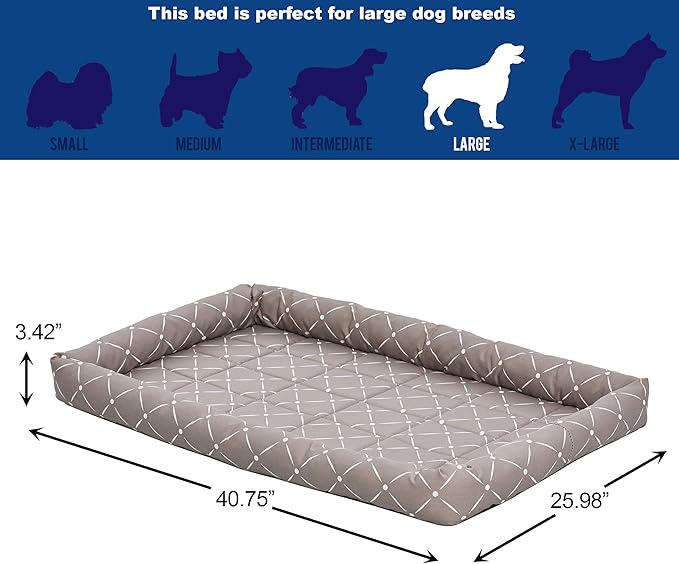MidWest Homes for Pets 40242-MRD Quiet Time Couture Ashton Bolster Pet Bed, Large Dog/42, Mushroom