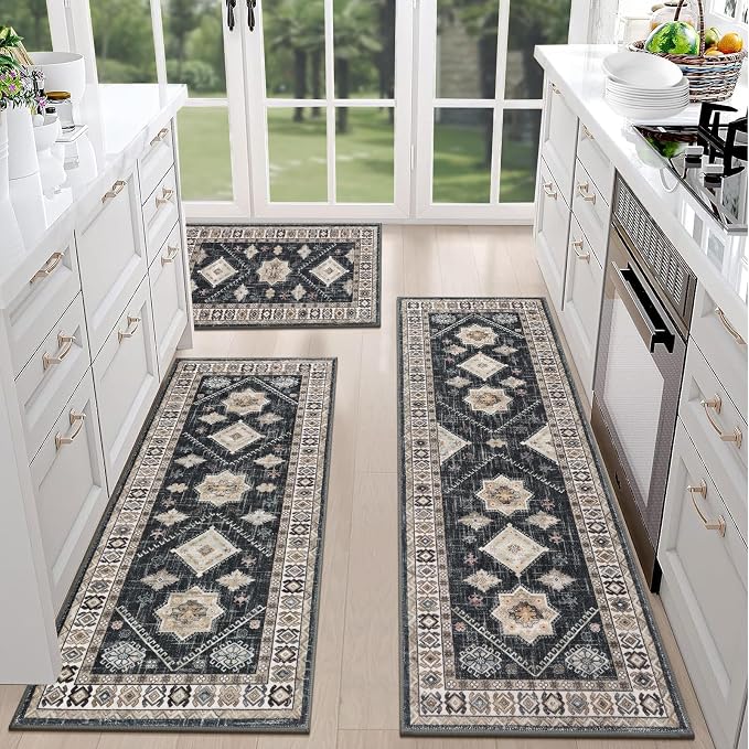 HEBE Boho Kitchen Rug Sets 3 Piece