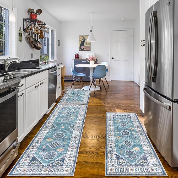 HEBE Boho Kitchen Rug Sets 3 Piece