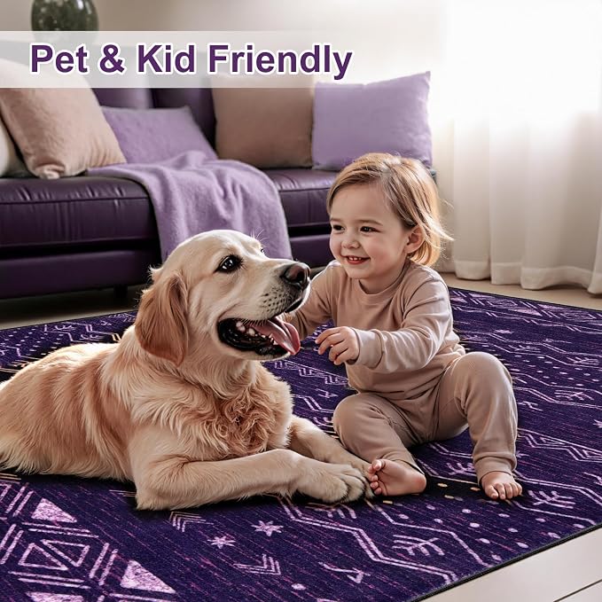 SERISSA Hallway Runner Rug, Soft Low-Pile Geometric Indoor Long Carpet