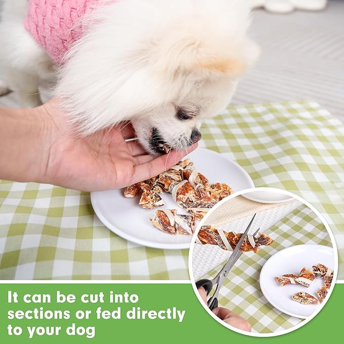MON2SUN Dog Treats, Triple Flavor Jerky Twist Sticks, 5-7 Inch Chicken Duck and Codfish Sticks Chews for Small Dogs, Healthy Snacks, 17.64 oz (25 Count-Pack of 2)