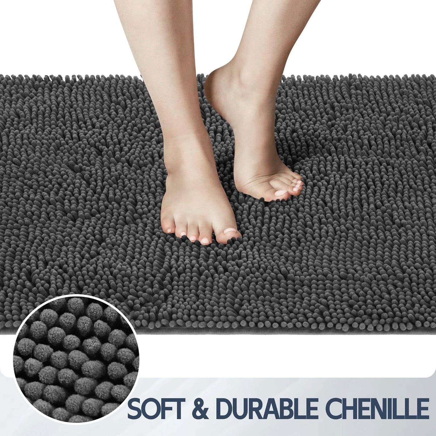 Dog Door Mat for Muddy Paws, 72" x 48" Chenille Absorbent Front Door Mat Inside, Large Runner Mud Mat for Dogs, Trap Dirt Washable Non Slip Outdoor Indoor Entrance Doormats, Grey