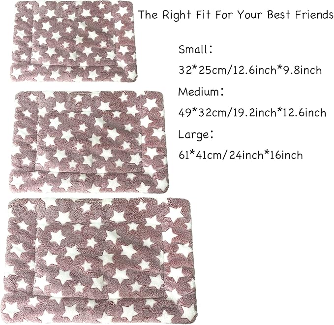 iMaylex Soft Pad Dog Bed Mat, Thicken Warm, Star Pattern, Reversible, Fluffy Pet Dog Sleeping Mattress, Cameo Brown, Large