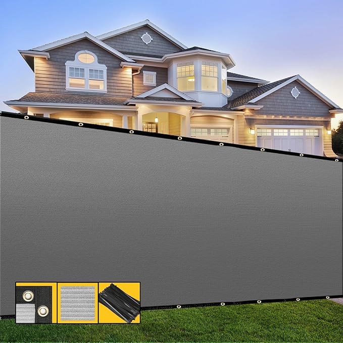 Customized 4' x 51' Gray Fence Privacy Screen,with Bindings & Grommets,Heavy Duty for Gardens Backyard Patio Tennis Court Pool Construction Project Outdoor Events,We Make Custom Sizes