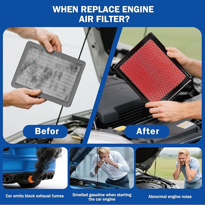1pc Cabin & 1pc Engine Air Filter Kit Accessories