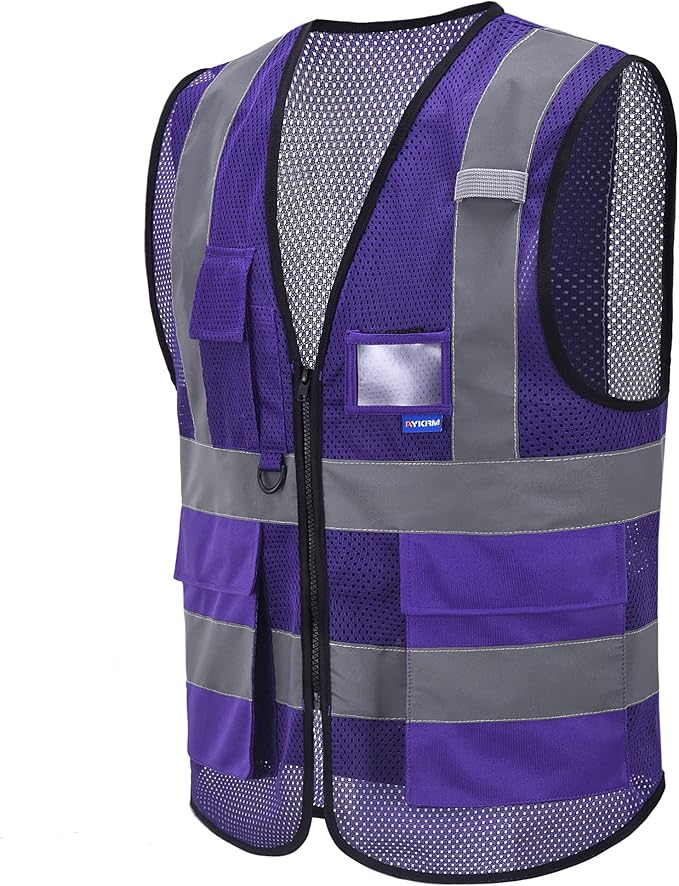 A-SAFETY XSmall Purple High Visibility Mesh Safety Reflective Vest for Men Women (Purple Mesh XS)